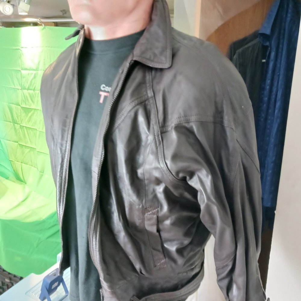 vintage retro real leather jacket dark super heavy 90's motocycle biker